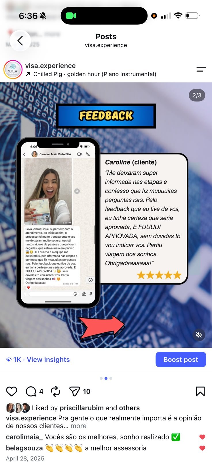 Avaliação de cliente Visa Experience 4